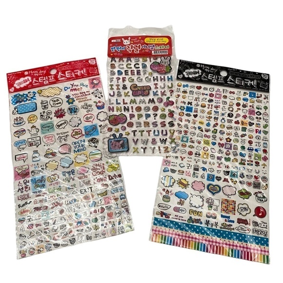Set of 3 Korean Novelty Stickers - Picture 1 of 14